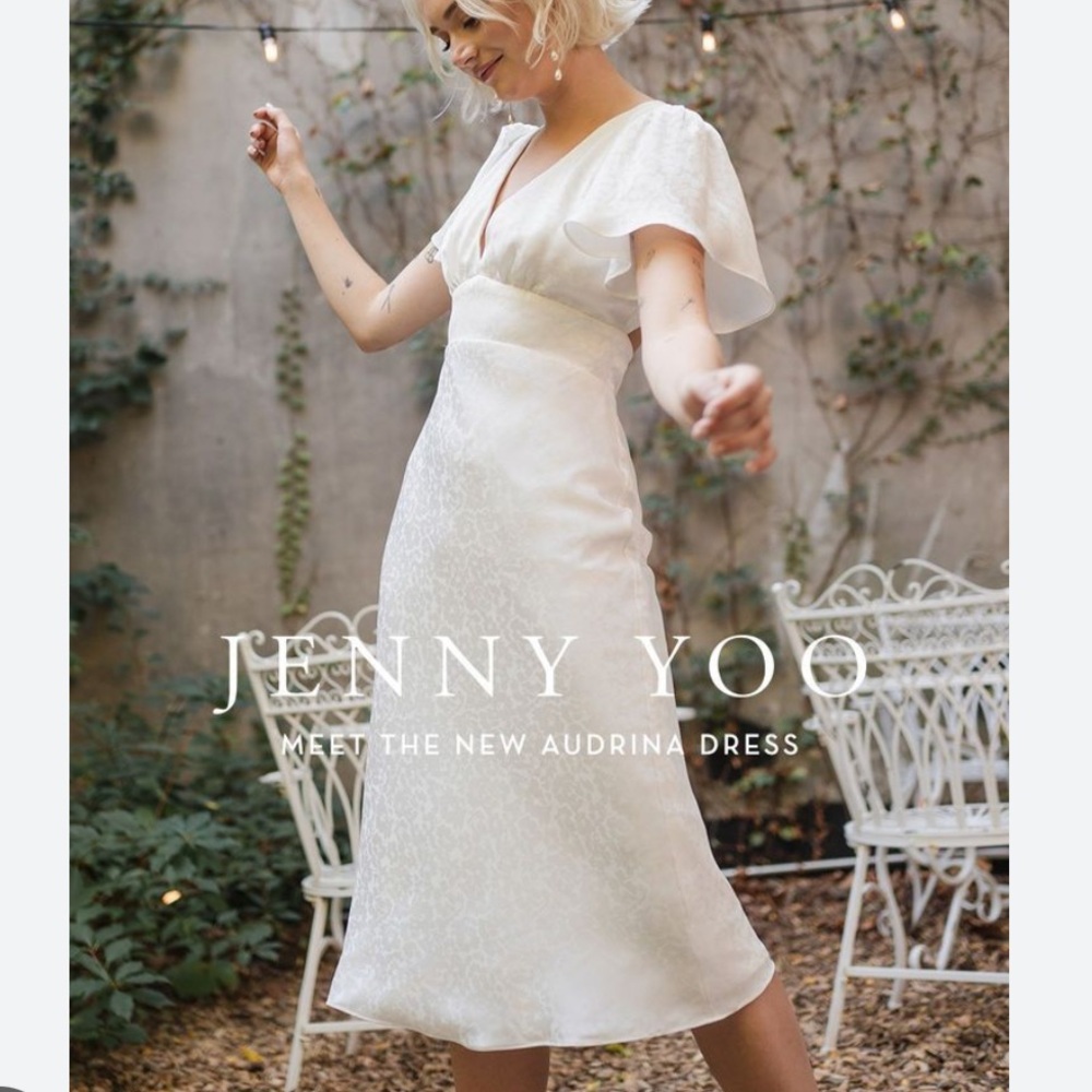 Jenny Yoo Audrina Ivory Midi Dress